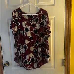 Alfani Maroon and Black Circle Print Blouse